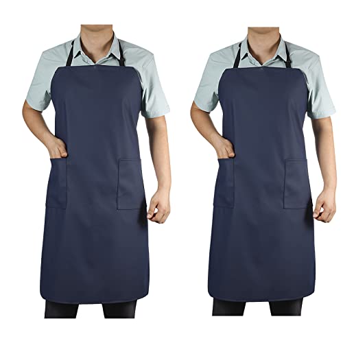 Waterproof Rubber Vinyl Apron W/ 2 Pockets - Lab Apron for DishWashing, Grooming 2Pack - color: Blue-2p