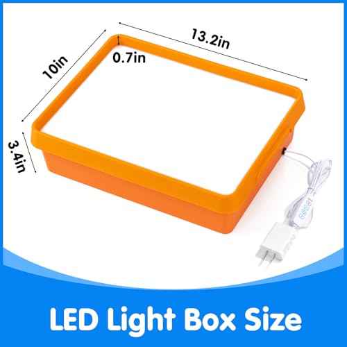 Light Box with Letters & Cards Set (Orange) | Educational Toys for Tracing, Sensory Play & Early Learning, Light Table for Kids - style: Orange