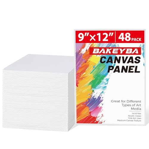 Canvas Boards for Painting 48 Pack 9x12 Inch Painting Canvas Panels, 100% Cotton White Blank Canvas Boards for Painting, Art Supplies Paint for Acrylics Oil Watercolor Tempera Paints - size: 9"x12" - 48pcs