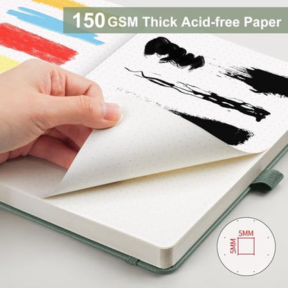 AHGXG Dotted Journal, 150 GSM Paper, 128 Pages, A5 (5.7'' X 8.3'') - color: Sage Green, style: A5-Dotted-150G