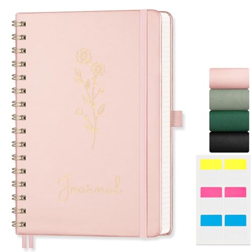 EMSHOI Spiral Graph Paper Notebook, Hardcover Leather Journal 140 Pages, 100 GSM Thick Paper, 5mm Grid Paper Notebook for School Writing Math Graphing Engineering, A5(5.7"x8.22") - Rose Gold - color: Rose Gold, style: A5 Graph