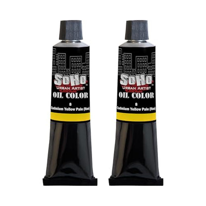 Soho Urban Artist Oil Paint - 2 Pack, Cadmium Yellow Pale Hue 2 Pack - 170 ml Tube - Best Valued Oil Colors for Painting with Excellent Pigment Load - color: Cadmium Yellow Pale Hue