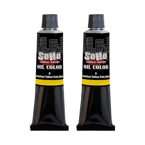Soho Urban Artist Oil Paint - 2 Pack, Cadmium Yellow Pale Hue 2 Pack - 170 ml Tube - Best Valued Oil Colors for Painting with Excellent Pigment Load - color: Cadmium Yellow Pale Hue