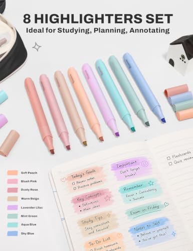 SUNEE Pencil Case with Supplies, 35PCS Aesthetic Stationery Set with Pastel Highlighters, Black Gel Pens, Mechanical Pencils & Refills, College School Supplies for Students, Black - color: Black, style: 35 Pack