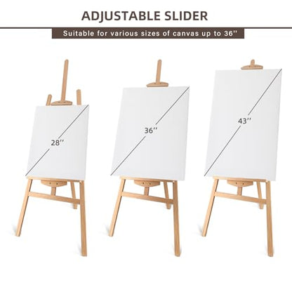 Adjustable Pine Wooden Painting Easel, Art Easel for Display - color: Nature