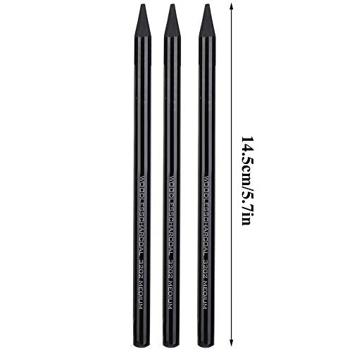 Professional Pure Carbon Sketch Pencil Set Hard Medium Soft Woodless Charcoal Drawing Pens Painting Supplies for Artists Students Teens Beginners