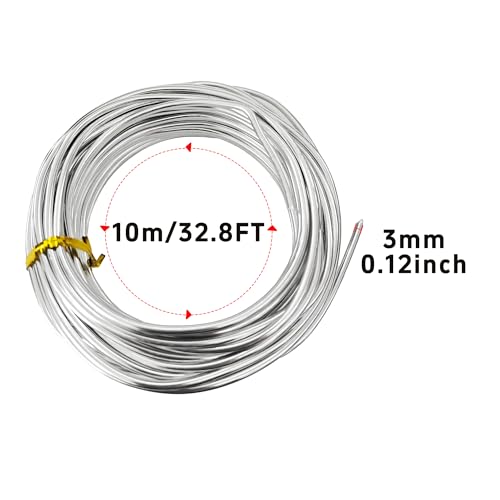 1 Roll 10 M X 3 mm Aluminum Craft Wire, Flexible Metal Craft Wire, Bendable Armature Wire for Sculpting, Jewelry Making, Doll Making, Bonsai Training, DIY Crafts(Silver) - size: 10 M X 3 mm, style: Silver