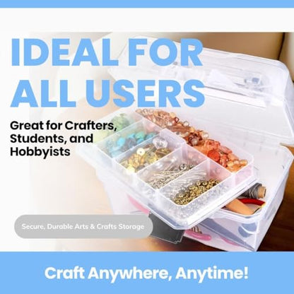 ArtBin 6890AG Small Project Box, Portable Art & Craft Organizer with Lift-Out Tray, [1] Plastic Storage Case, Clear | Lift-Out Tray, 9 x 5.75 x 5.5 Inches, Carry Handle, Secure Latches, Portable Craft Storage, Clear - size: Small