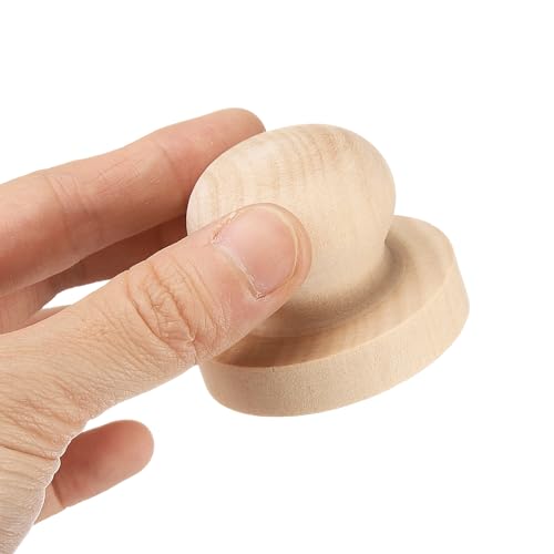 PATIKIL 50mm Stamp Wood Round Handle, Wooden Knobs Stamp Mounts Drawer Pulls for Stamp Making DIY Crafting Scrapbooking, Brown - size: 50mm