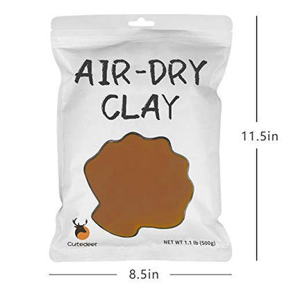 Cutedeer Brown Air Dry Clay, 1.1lb Foam Modeling Clay, Soft Squishy Molding for Kids Adults, Arts & Crafts Project Slime Supplies(1.1lb - 2 Pack, Brown) - color: Brown, size: 1.1lb - 2 PACK