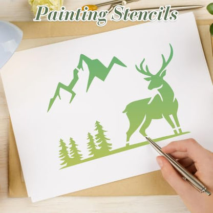 Deer Stencils for Crafts Reusable 9Pcs Stencils(7.8X7.8 Inch) - color: Deer