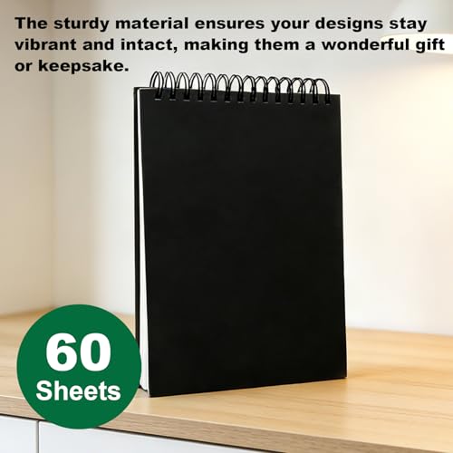 Sketchbook and Pencil Set - Spiral Bound Hardcover with 60 Sheets & 12 Charcoal Pencils (Hard/Medium/Soft) for Professional Artists and Beginners - color: Black