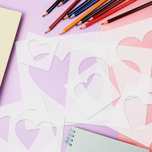 Heart Stencil, 8 PCS Different Size Heart Stencils, Hearts Template Stencil, Large Stencil for Spray Painting, Painting Template for Fabric Walls Arts Pape - style: heart