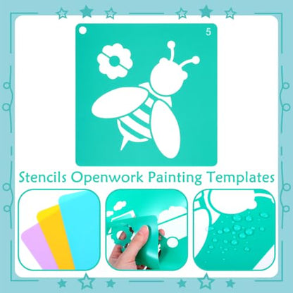 42 Pack Stencils Farm and Animal Theme Set Large 8 Inch Small 5.5 Inch Drawing Stencil Chalk Template Reusable Washable Shape Template Stencils Kit for DIY Art Crafts Painting Drawing
