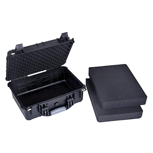 MEIJIA All Weather IP67 Waterproof Hard Camera Case,Hard Protective Case,Hard Case with Customizable Foam,Fit Use of Drones,Camera,Equipments,Pistols(Black,15.98x12.99x6.85inches) (Pack of 2) - color: Black, size: 15.98x12.99x6.85inches (Pack of 2)