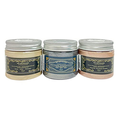 Metallic Acrylic Paint Set 2oz Bottle*3 Champagne Gold Gypsum- Aromatherapy- Handpainted Perfect for Easy to Apply DIY Arts and Crafts(Creamy Sakura) - color: Creamy Sakura