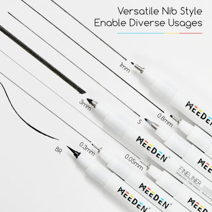 MEEDEN Micro Fineliner Drawing Pens: 12-Size Fine Liner Pen Set, 0.05-3mm Black Waterproof Archival Ink for Technical Drawing, Sketching, Outlining, Illustration, Manga and Journaling | Waterproof ink for technical drawing, sketching, outlining, illustrat