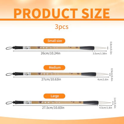 Chinese Painting Brushes Set, 3 Sizes Chinese Calligraphy Brush Set Flower Bird Line-Drawing Brushes Writing Brush, Painting with Bamboo Pen Holder, Traditional Art Sumi