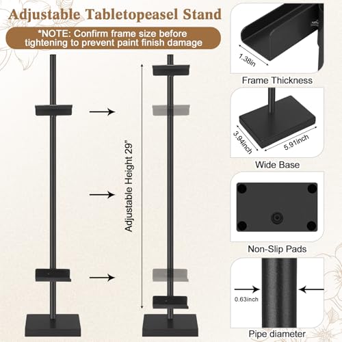 2 Pack Adjustable Tabletop Easel Stand Metal Picture Frame Stand Table Art Easels for Display Adjustable Picture Holder for Photo, Signs, Canvas(Black,30 Inch) - color: Black, size: 30 Inch