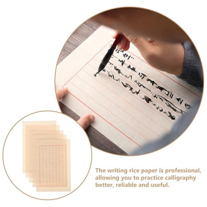 EXCEART Chinese Calligraphy Pad Beige Rice Paper 50 Sheets Smooth Delicate Writing for Calligraphy Practice - color: As Shown,as Shown 1