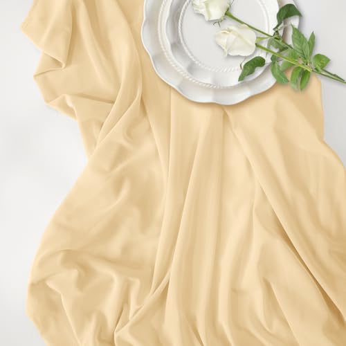 Manyshofu Cream Mesh Fabric by The Yard 4-Way Stretch, 60 Wide (1 Yard) - color: Cream, size: 1 Yard