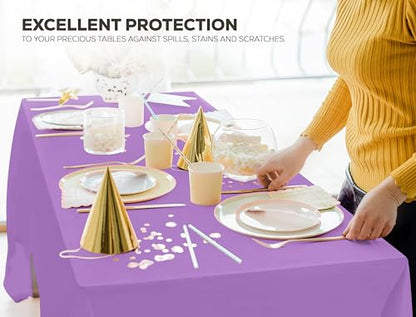 Utopia Kitchen Plastic Table Cloth Disposable [Lavender, 6 Pack] | Rectangle Tablecloth Waterproof Stain Resistant Party Table Cover - color: Lavender, size: 54X108 Inch - 6PC