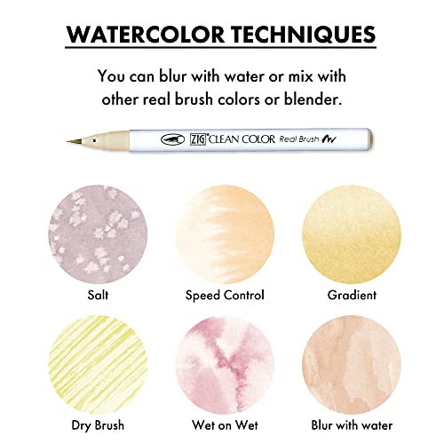 ZIG CLEAN COLOR REAL BRUSH 6 Color set (6 Pale Colors set I) - style: 6 Pale Colors set I