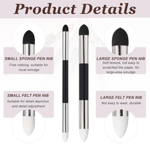 MECCANIXITY Blending Stumps Set Sketch Drawing Tools Dual Tip Blending Pen | with Paper Art Blenders, and Sandpaper Sharpeners
