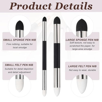 MECCANIXITY Blending Stumps Set Sketch Drawing Tools Dual Tip Blending Pen | with Paper Art Blenders, and Sandpaper Sharpeners