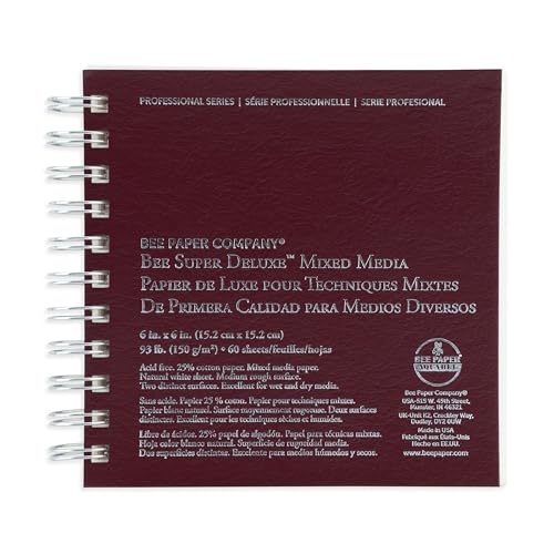 Bee Paper - 9"x 9" Super Deluxe Mixed Media Sketching Pad, 60 Sheets - size: 9-inch x 9-inch, 60 Sheet Wire Bound Pad