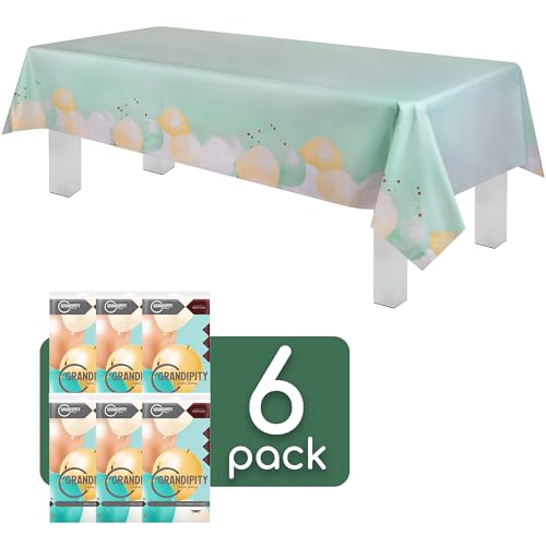 Grandipity Party Balloon Birthday 6 Pack Premium Disposable Plastic Tablecloth 54 Inch. x 108 Inch. Rectangle Table Cover - color: Balloons, size: 54" x 108" - 6 Pack