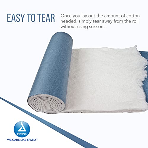 Dynarex Cotton Roll – Non-Sterile, Soft and Absorbent Cotton in an Easy to Tear & Use Roll, 1-Pound, 12” x 56", White, 1