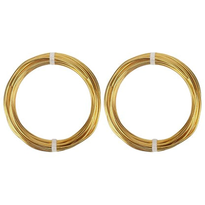 2 Rolls Aluminum Craft Wire, 10 Gauge (2.5mm) Flexible Metal Wire for Jewelry Making, 32.8 Ft (16.4 Ft/Roll) Bendable Armature Wire for Bonsai, Sculpting and DIY Crafts [Gold] - size: 10Gauge 16.4Ft Each, style: Gold