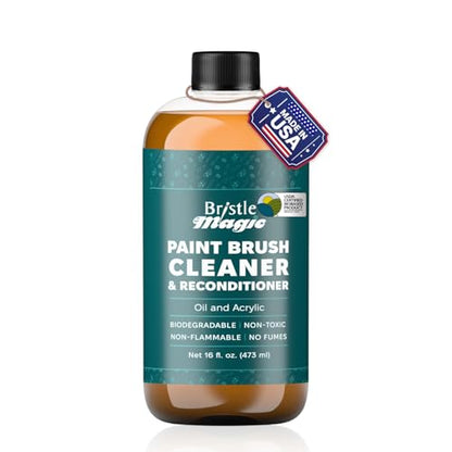 Paint Brush Cleaner and Reconditioner Perfect Acrylic, Watercolor, Spray Paint and Oil Brush Cleaner Biodegradable, Non-Flammable Washable Sustainable Cleaning Solution (16 Fl Oz) - size: 16 Fl Oz (Pack of 1)