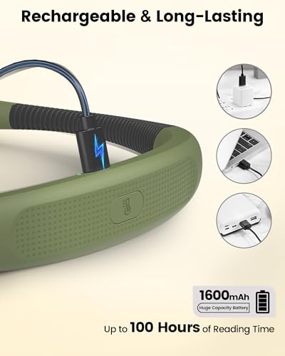 Glocusent Bendable Neck Light, 100 Hours Reading Light for Book Lover Gifts - color: Green