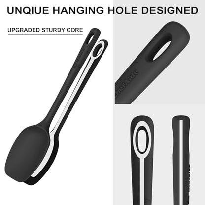ChefAide 5 Pieces Silicone Spatula Set, Food Grade Rubber Spatula, Upgrade Strong Handle with Ergonomic Grip, Heat Resistant Up to 600°F for Nonstick Cookware, Cooking - color: Black, size: 5 pieces
