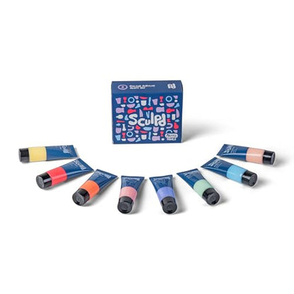 Sculpd Acrylic Paint Set, 8 x 22ml Tubes of Premium Coloured Acrylic, Heavy Body & Vibrant Colors, Paint on Air Dry Clay, Canvas, Ceramic, Fabric, Wood & More, Pastel Tones | Vibrant acrylic paint for air dry clay, canvas, ceramic, fabric, wood and more s
