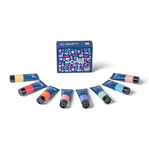 Sculpd Acrylic Paint Set, 8 x 22ml Tubes of Premium Coloured Acrylic, Heavy Body & Vibrant Colors, Paint on Air Dry Clay, Canvas, Ceramic, Fabric, Wood & More, Pastel Tones | Vibrant acrylic paint for air dry clay, canvas, ceramic, fabric, wood and more s