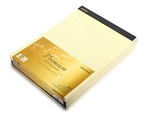 Mintra Office Canary Legal Pads - Premium Quality Heavyweight Paper With Micro-perforated sheets, Smooth-lined paper, Ideal for Office Tasks, Assignments or Notes, Meetings, and Journaling, 6 pack, Yellow Paper, Narrow Ruled, Premium Writing Pad, 8.5"x11"