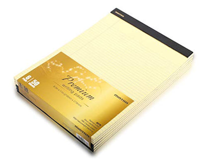 Mintra Office Canary Legal Pads - Premium Quality Heavyweight Paper With Micro-perforated sheets, Smooth-lined paper, Ideal for Office Tasks, Assignments or Notes, Meetings, and Journaling, 6 pack, Yellow Paper, Narrow Ruled, Premium Writing Pad, 8.5"x11"