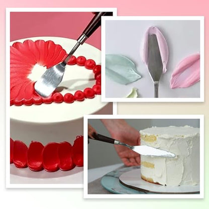 5 Pcs Cake Cream Spatula, Stainless Steel Cake Apatula Palette Knife Offset Spatula Baking Pastry Tool for Cakes Fondant Chocolate