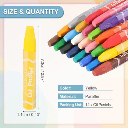 PATIKIL Yellow Oil Pastels, 12Pcs Soft Oil Crayons Vibrant and Creamy Pastels Stick Art Supplies for Art Painting Drawing Blending Graffiti for Artists Beginners - color: Yellow