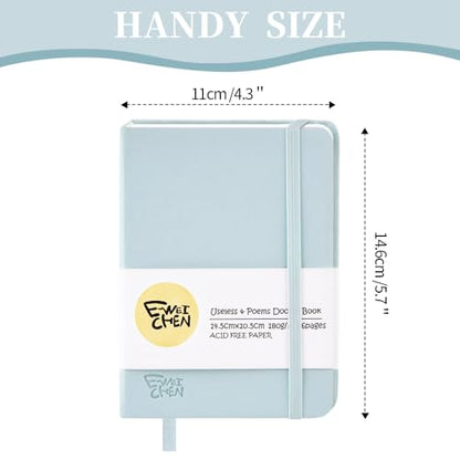 5.7x4.1" Hardcover Mixed Media sketchbook,Pocket Junk Journal Supplies - color: PU Cover-5.7x4.1in-Light Blue