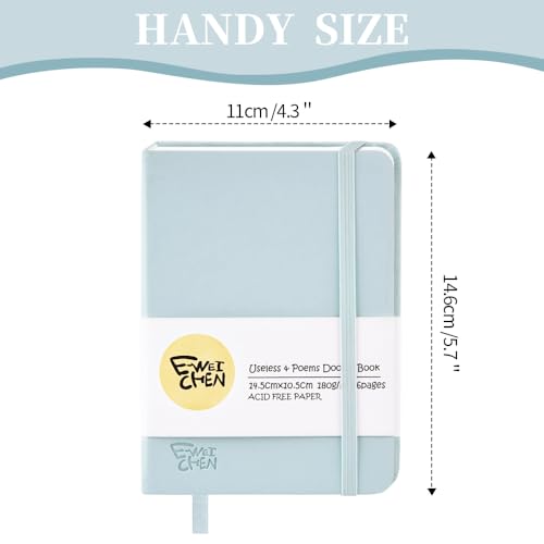 5.7x4.1" Hardcover Mixed Media sketchbook,Pocket Junk Journal Supplies - color: PU Cover-5.7x4.1in-Light Blue