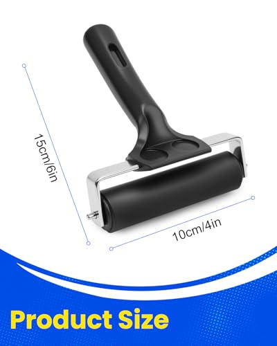 UCEC 1 Pack Rubber Brayer Roller for Printmaking Durable Ink Roller 4 Inch | Durable Rubber Roller for Ink & Paint, Great for Gluing, Diamond Painting & Block Printing, Crafting Tool, 4 Inch, Black - color: 4 Inch-Black