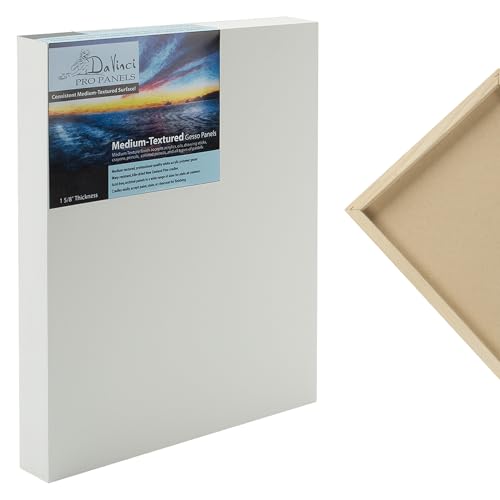 Da Vinci Pro Medium Textured Gesso Panel - 4x4-1-5/8" Depth Wood Panels for Painting - Accepts Mediums Like Canvas - for Oils, Acrylics, Mixed Media, Pastels & Drawing Sticks - size: 4x4", style: 1-5/8" Depth