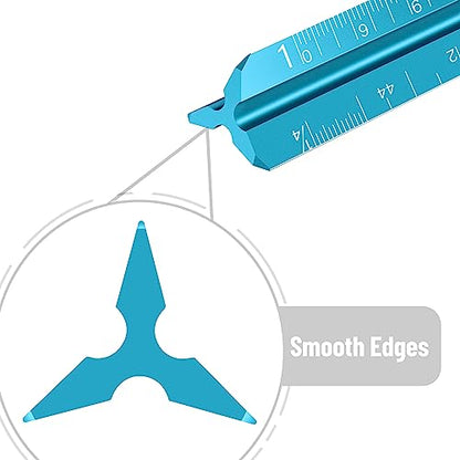 Mr. Pen- Small Architectural Scale Ruler, Aluminium, 6 Inch, 2 Pack | Black and Blue, Pocket Size Ruler, Triangle Ruler, Metal Ruler Set, Architect Scale Ruler for Blueprints - color: C. Black & Blue