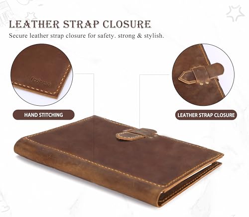 Fasjosma Leather Sketchbook Cover for A4/9"x12" Top Spiral Bound Sketch Pads - Handmade Genuine Leather Artist Case with Pencil Holder & Zipper Pocket, Professional Drawing Supplies(Brown, 9“ x 12 ") - color: Brown, size: 9“ x 12 "