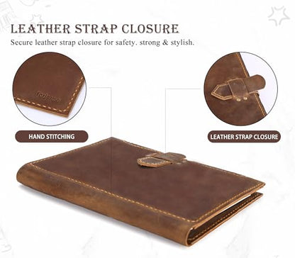 Fasjosma Leather Sketchbook Cover for A4/9"x12" Top Spiral Bound Sketch Pads - Handmade Genuine Leather Artist Case with Pencil Holder & Zipper Pocket, Professional Drawing Supplies(Brown, 9“ x 12 ") - color: Brown, size: 9“ x 12 "