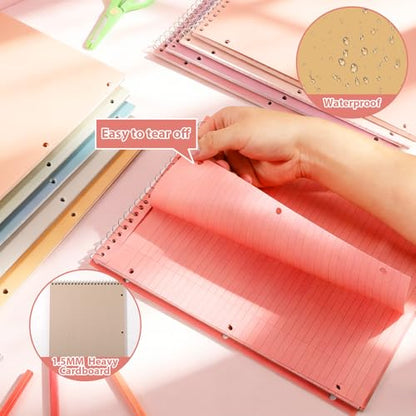 10 Packs 8.5 x 11 inch Top Spiral Notebook with 3 Hole Punched Legal Pads 40 Sheets College Ruled Notepad Hard Cardboard Paper Wirebound Pads for Business School Office Home Supplies (Retro) - color: Retro